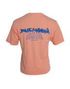 Dolce &amp; Gabbana Coral Cotton Logo Print Short Sleeve T-shirt