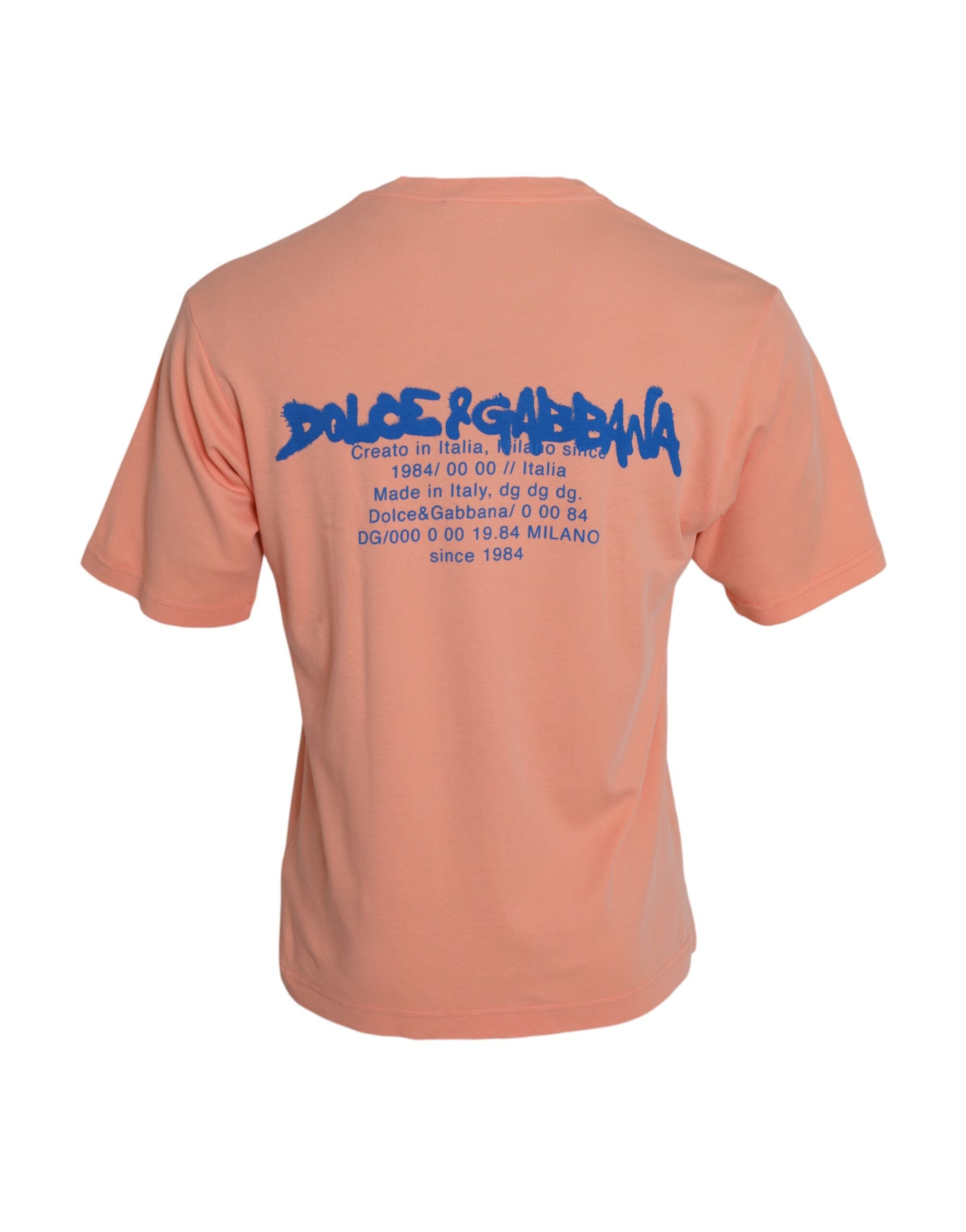 Dolce &amp; Gabbana Coral Cotton Logo Print Short Sleeve T-shirt
