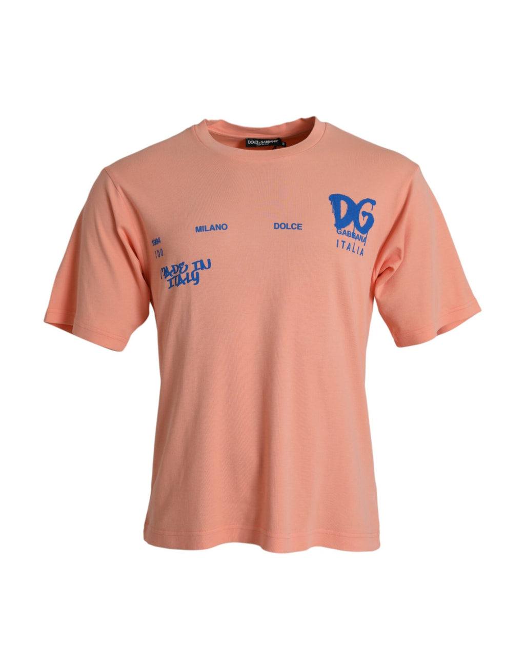 Dolce &amp; Gabbana Coral Cotton Logo Print Short Sleeve T-shirt