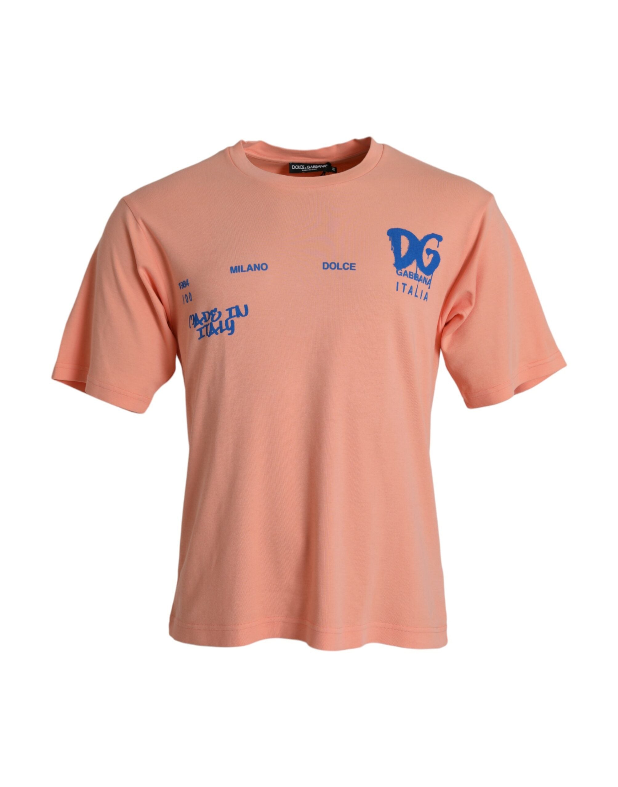 Dolce &amp; Gabbana Coral Cotton Logo Print Short Sleeve T-shirt