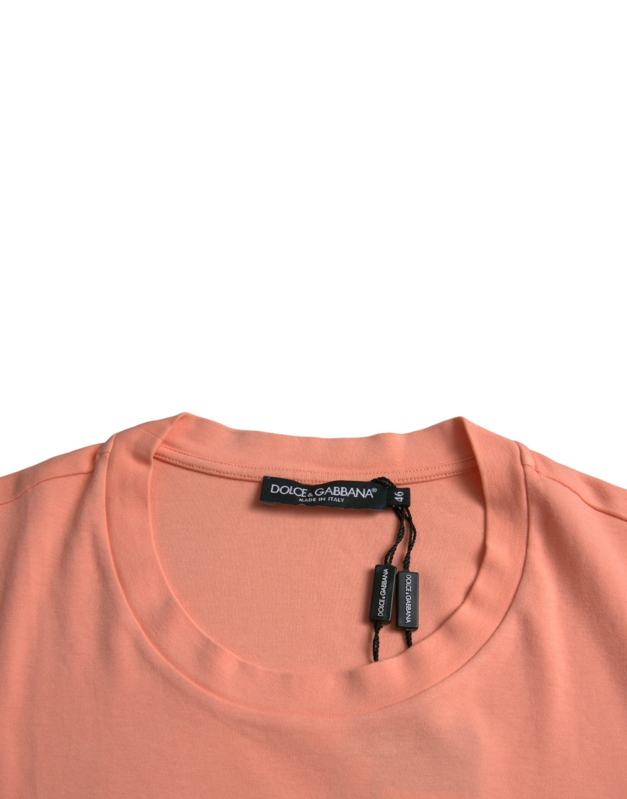 Dolce &amp; Gabbana Coral Cotton Logo Print Short Sleeve T-shirt
