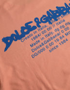 Dolce &amp; Gabbana Coral Cotton Logo Print Short Sleeve T-shirt