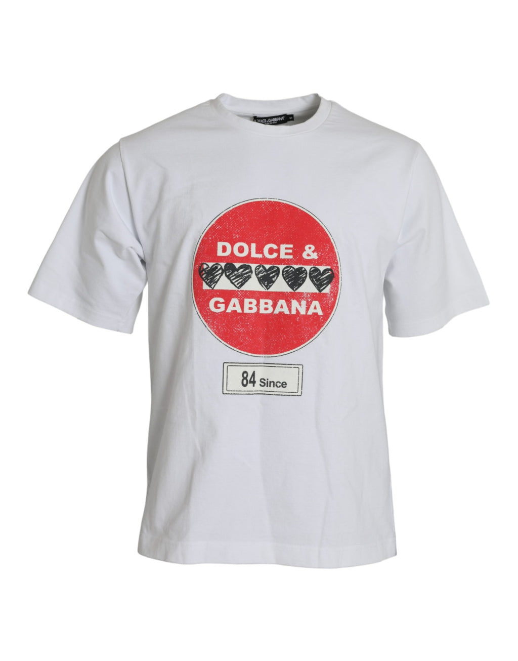 Dolce &amp; Gabbana White Amor Heart Cotton Crewneck Short Sleeve T-shirt