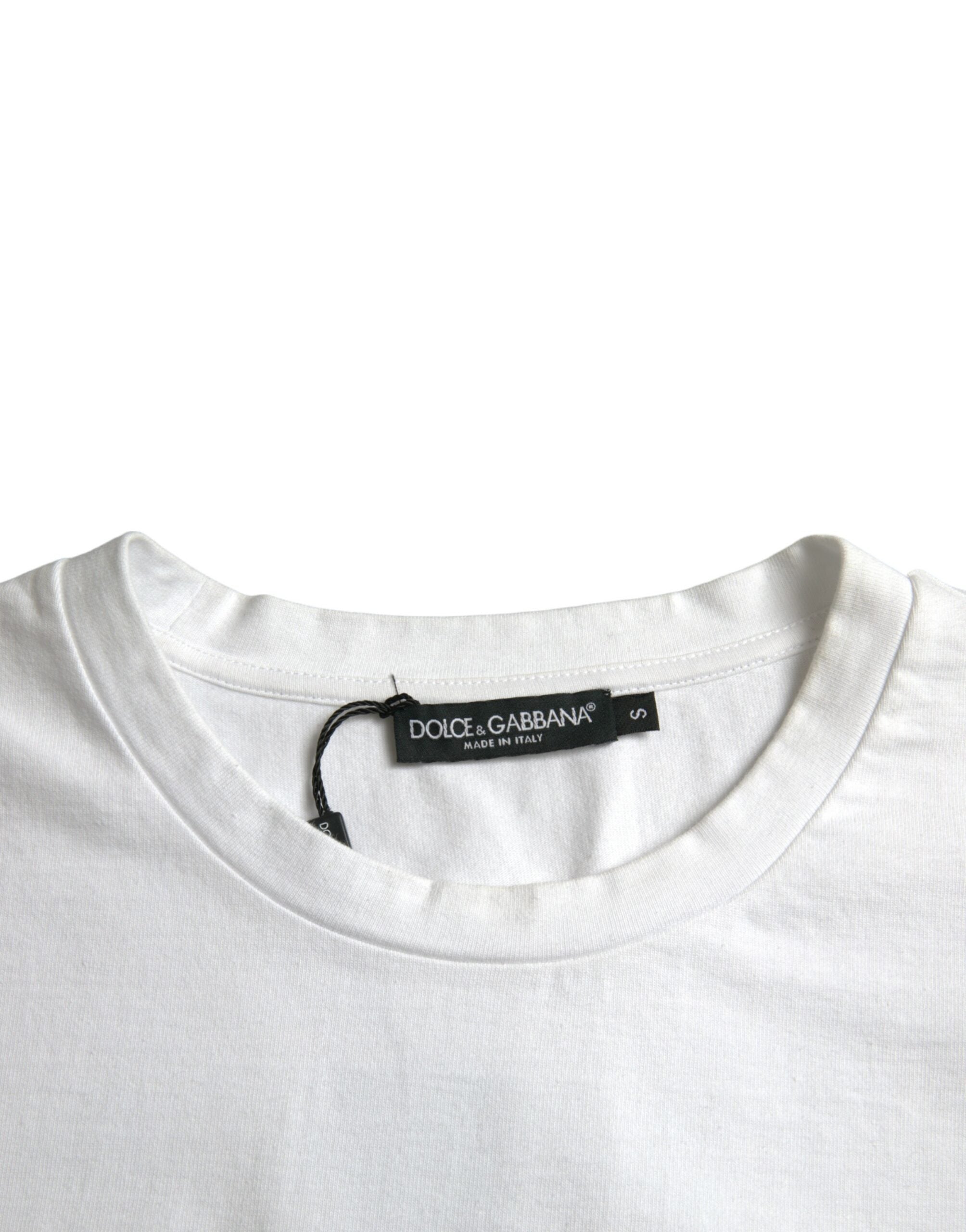 Dolce &amp; Gabbana White Amor Heart Cotton Crewneck Short Sleeve T-shirt