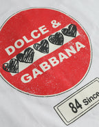 Dolce &amp; Gabbana White Amor Heart Cotton Crewneck Short Sleeve T-shirt