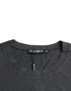 Dolce &amp; Gabbana Gray Logo Print Crewneck Short Sleeve T-shirt