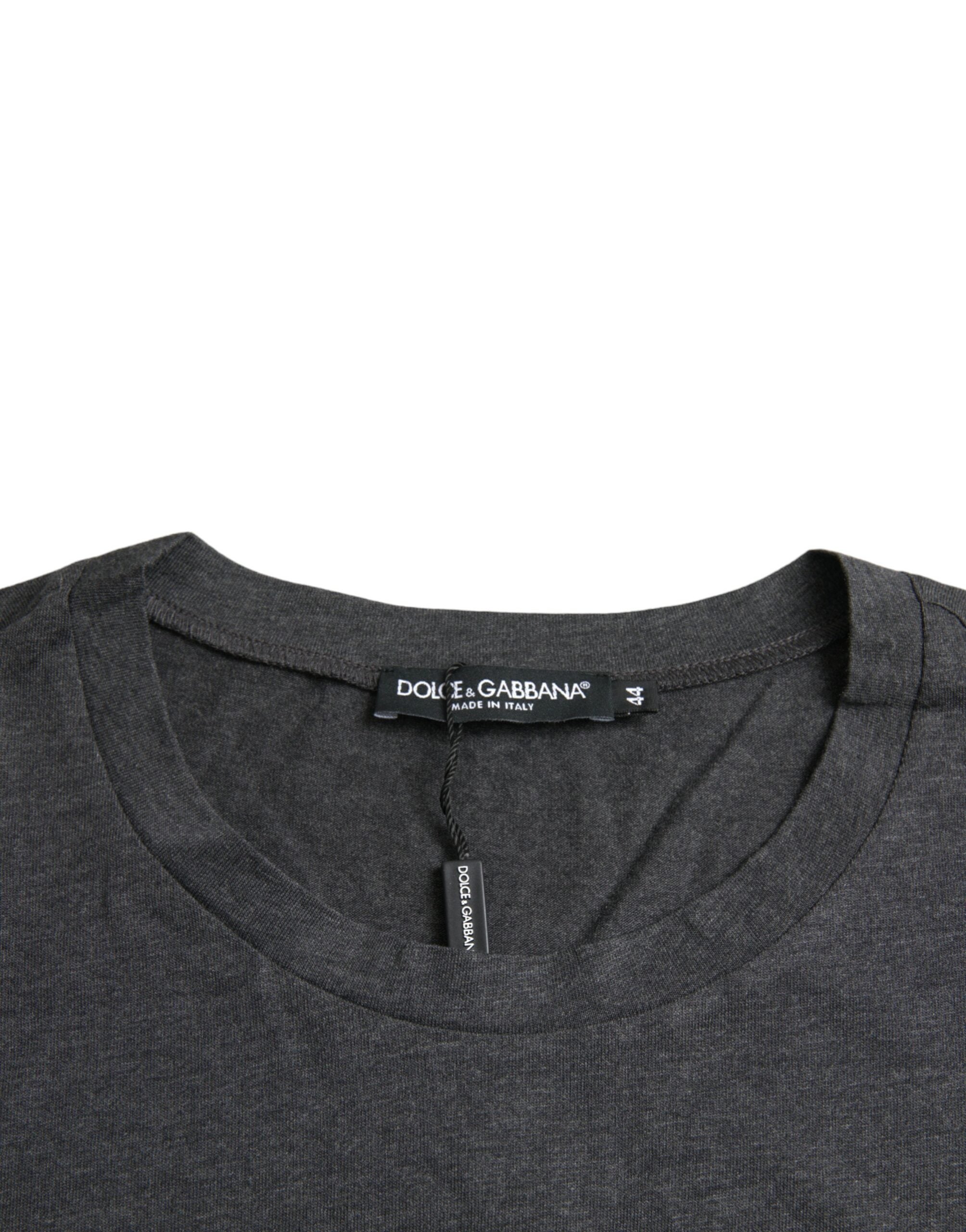 Dolce &amp; Gabbana Gray Logo Print Crewneck Short Sleeve T-shirt
