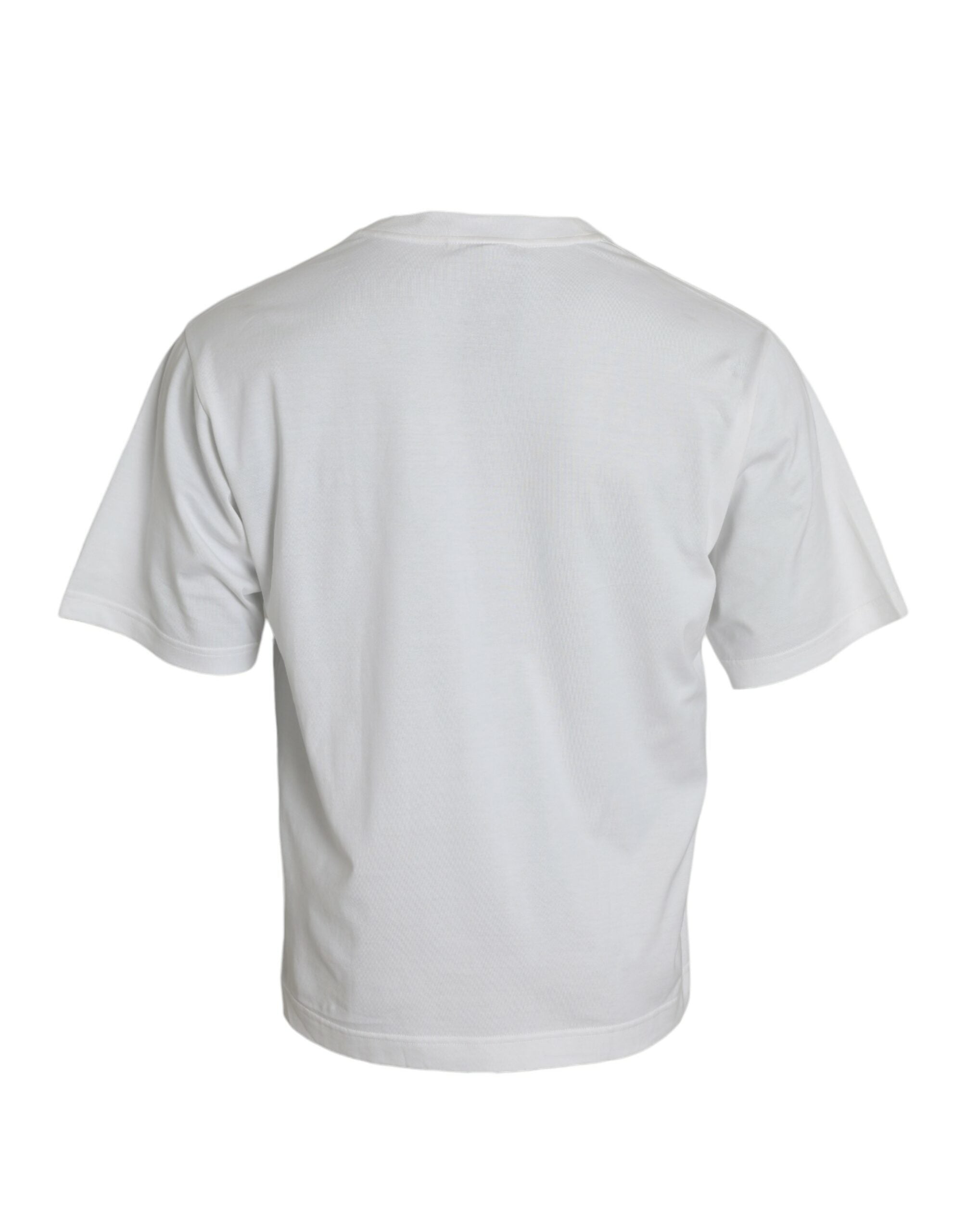 Dolce &amp; Gabbana White Embellished Cotton Crew Neck T-shirt