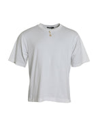 Dolce &amp; Gabbana White Embellished Cotton Crew Neck T-shirt