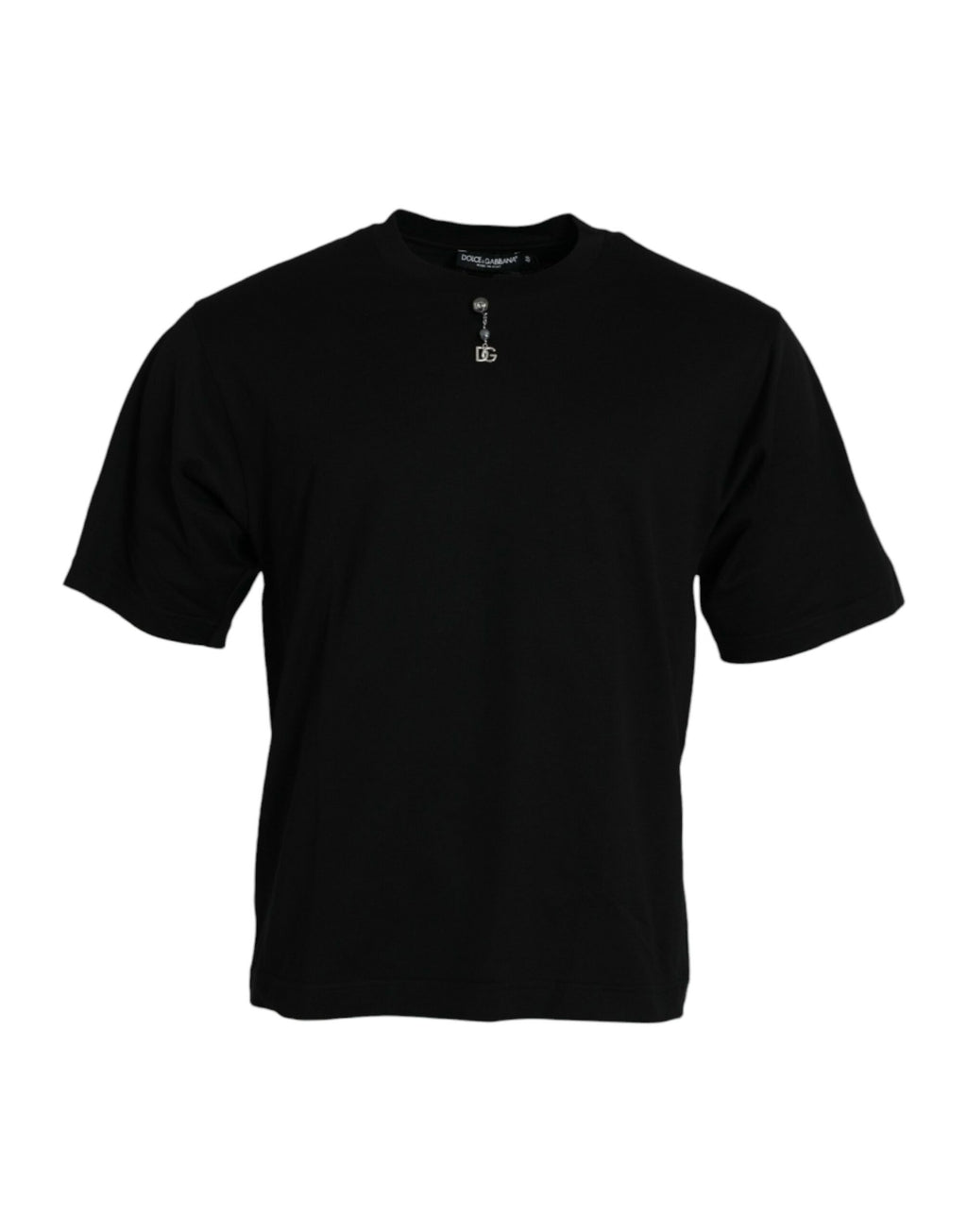 Dolce &amp; Gabbana Black Embellished Cotton Crew Neck T-shirt