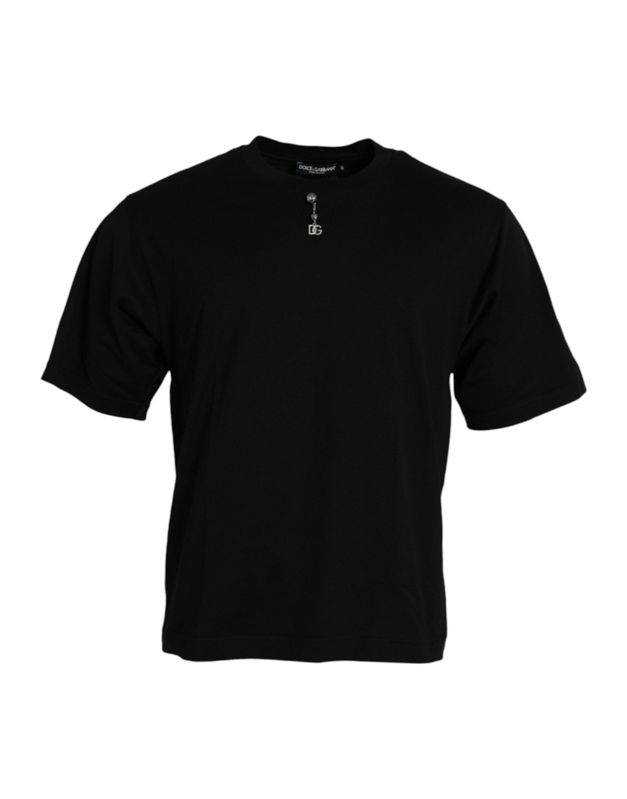 Dolce &amp; Gabbana Black Embellished Cotton Crew Neck T-shirt