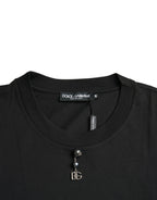 Dolce &amp; Gabbana Black Embellished Cotton Crew Neck T-shirt
