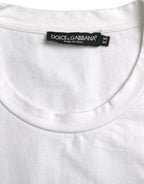 Dolce &amp; Gabbana White Amor Heart Cotton Crewneck Short Sleeve T-shirt
