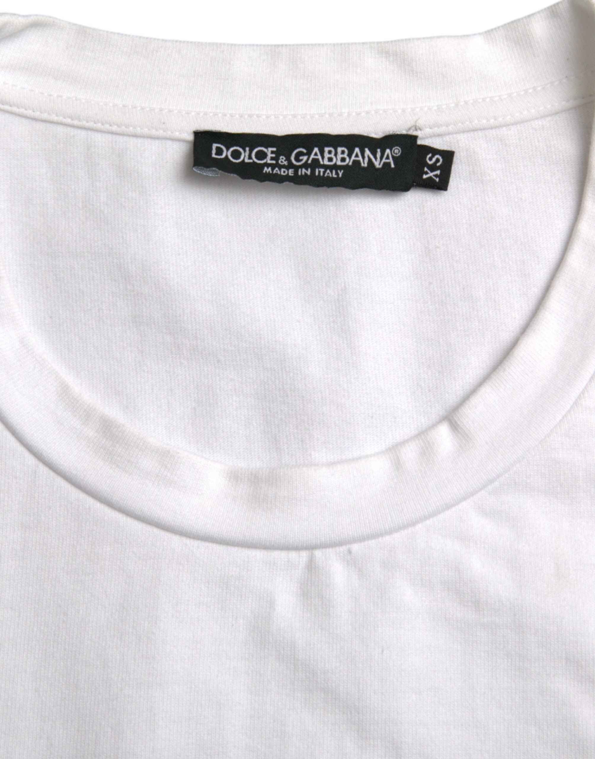 Dolce &amp; Gabbana White Amor Heart Cotton Crewneck Short Sleeve T-shirt