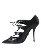 Dolce &amp; Gabbana Black Python Leather Mary Jane Pumps Shoes