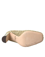 Dolce &amp; Gabbana Gold Sequin Crystal Heels Pumps Shoes