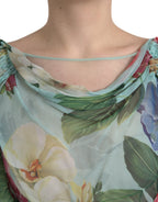 Dolce &amp; Gabbana Blue Floral Print Tiered Long Maxi Dress