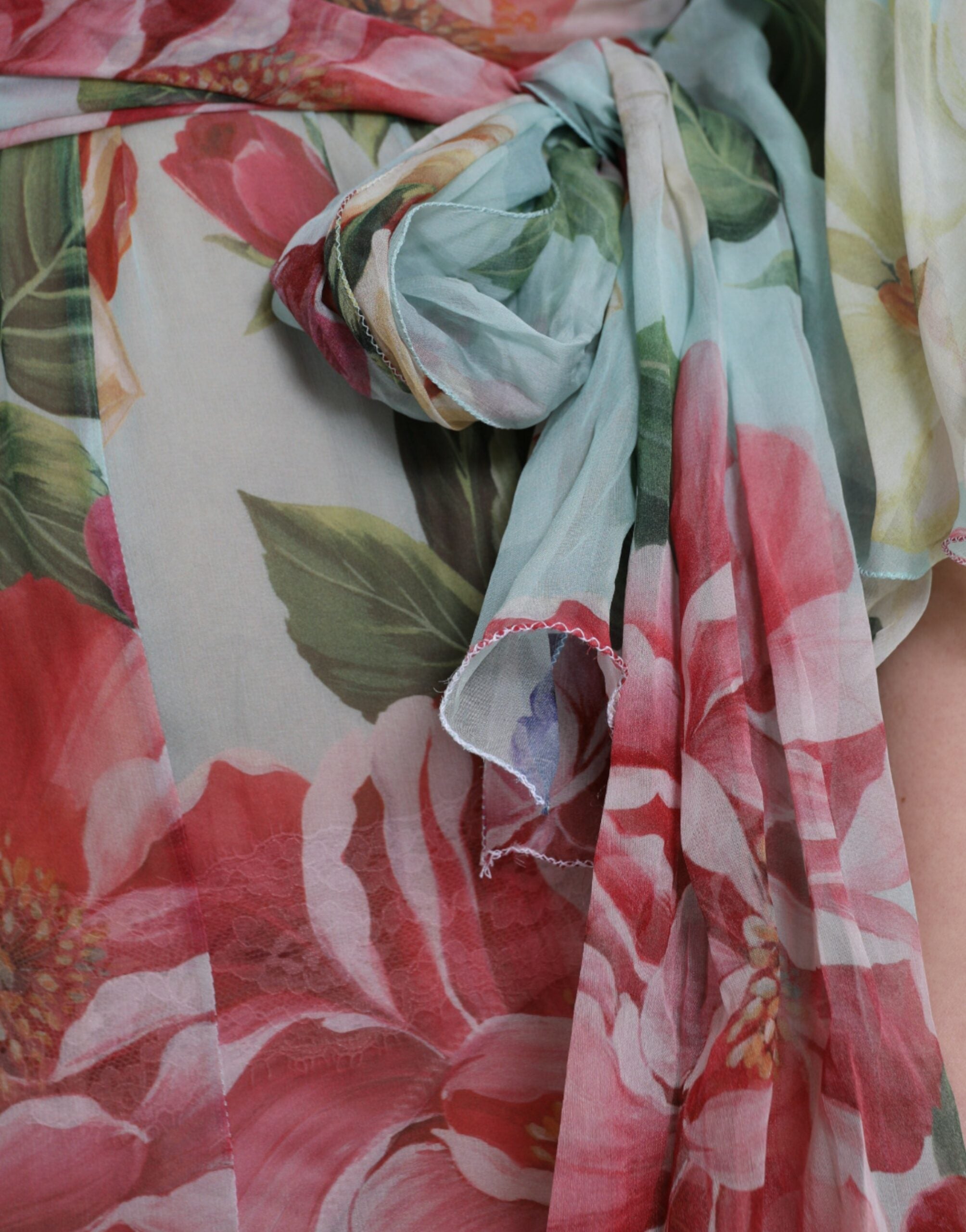 Dolce &amp; Gabbana Blue Floral Print Tiered Long Maxi Dress
