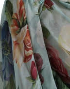 Dolce &amp; Gabbana Blue Floral Print Tiered Long Maxi Dress