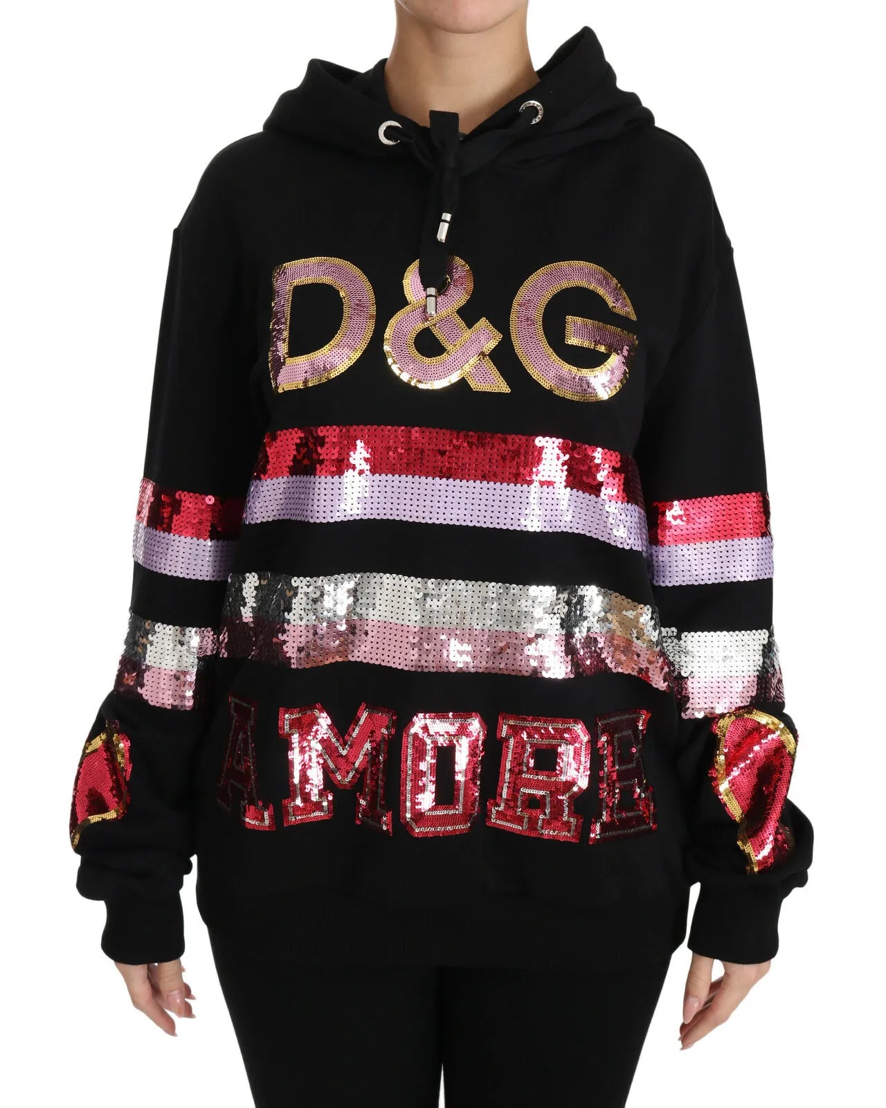 Dolce &amp; Gabbana DG Sequined Hooded Pullover Sweater