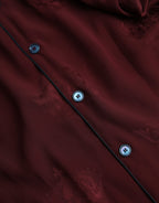 Dolce &amp; Gabbana Maroon Crown Jacquard Silk Long Sleeve Shirt