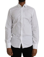 Dolce &amp; Gabbana White Cotton Long Sleeve Dress GOLD Shirt
