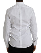 Dolce &amp; Gabbana White Cotton Long Sleeve Dress GOLD Shirt