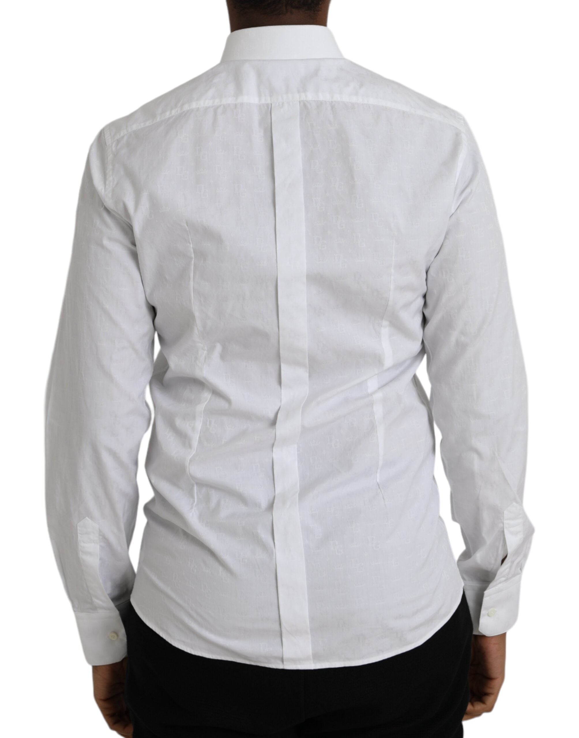 Dolce &amp; Gabbana White Cotton Long Sleeve Dress GOLD Shirt