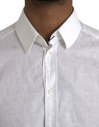 Dolce &amp; Gabbana White Cotton Long Sleeve Dress GOLD Shirt