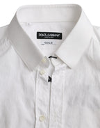 Dolce &amp; Gabbana White Cotton Long Sleeve Dress GOLD Shirt