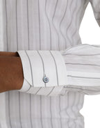 Dolce &amp; Gabbana Black White Striped Formal Dress GOLD Shirt