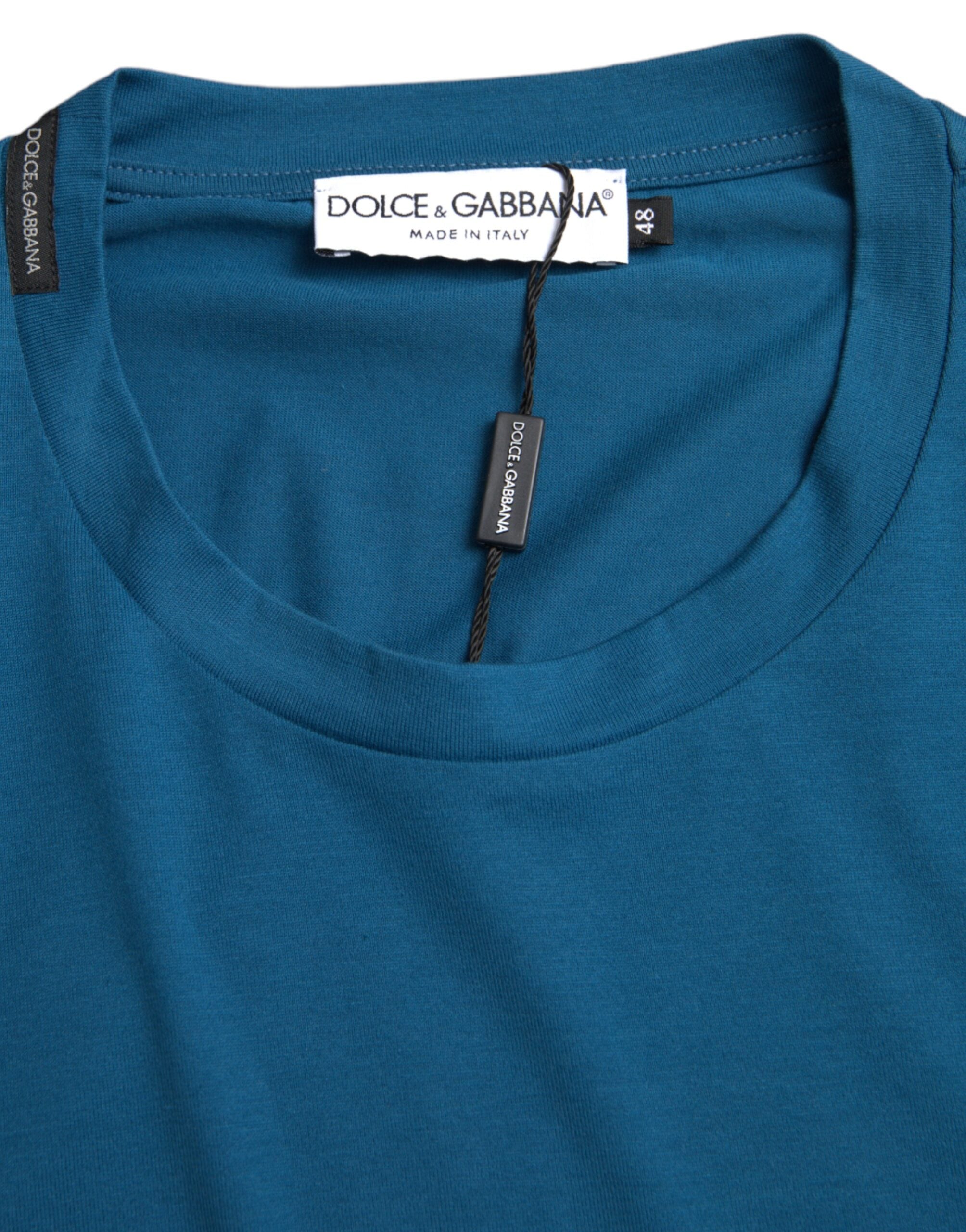 Dolce &amp; Gabbana Blue Logo Round Neck Short Sleeves T-shirt