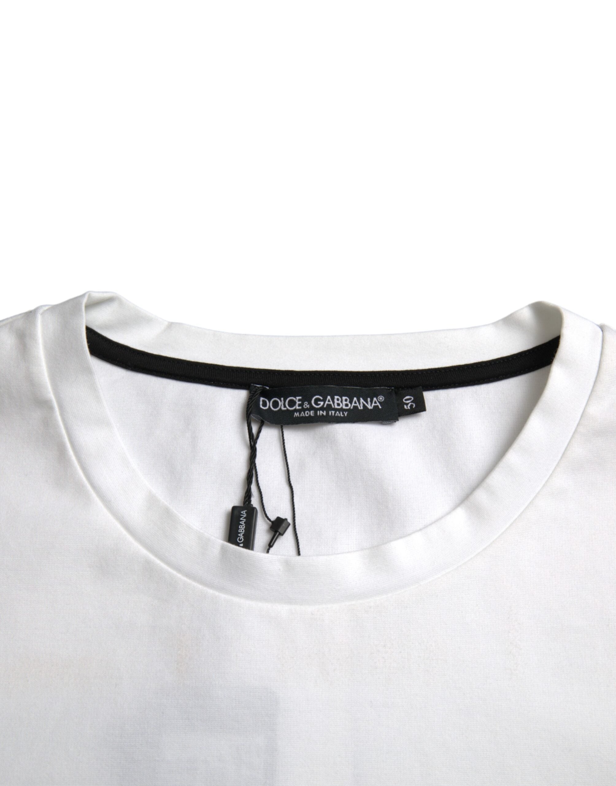 Dolce &amp; Gabbana White Red Lips Print Cotton Men T-shirt
