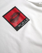 Dolce &amp; Gabbana White Red Lips Print Cotton Men T-shirt