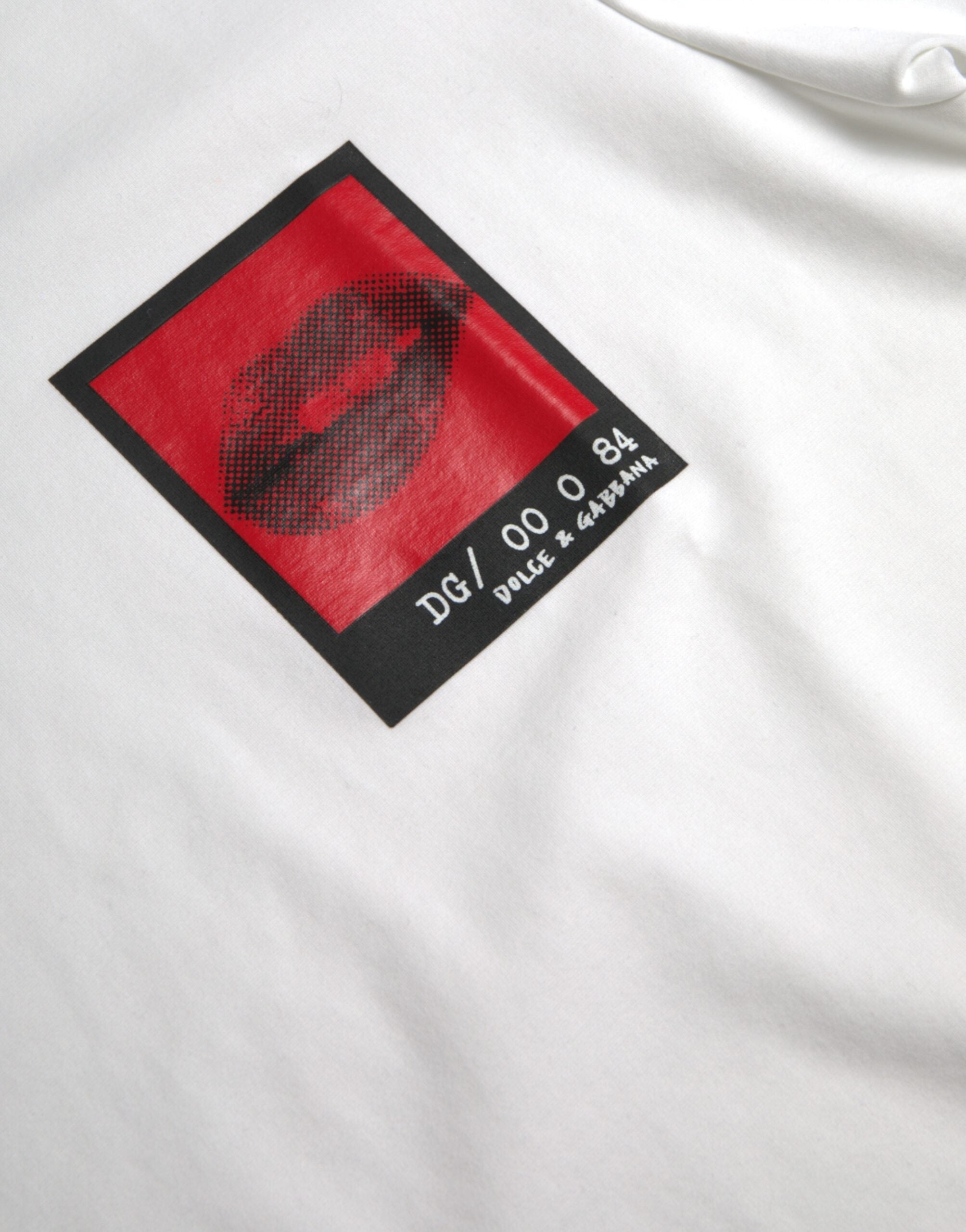 Dolce &amp; Gabbana White Red Lips Print Cotton Men T-shirt