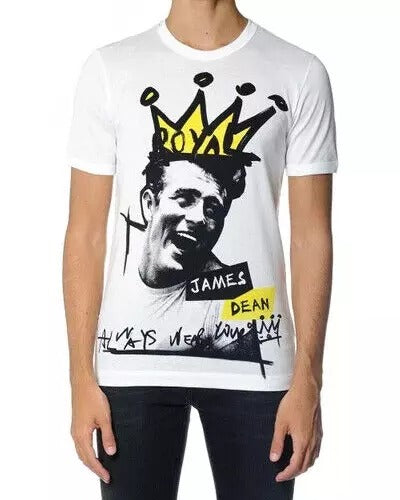 Dolce &amp; Gabbana White Graphic Cotton Short Sleeves Men T-shirt