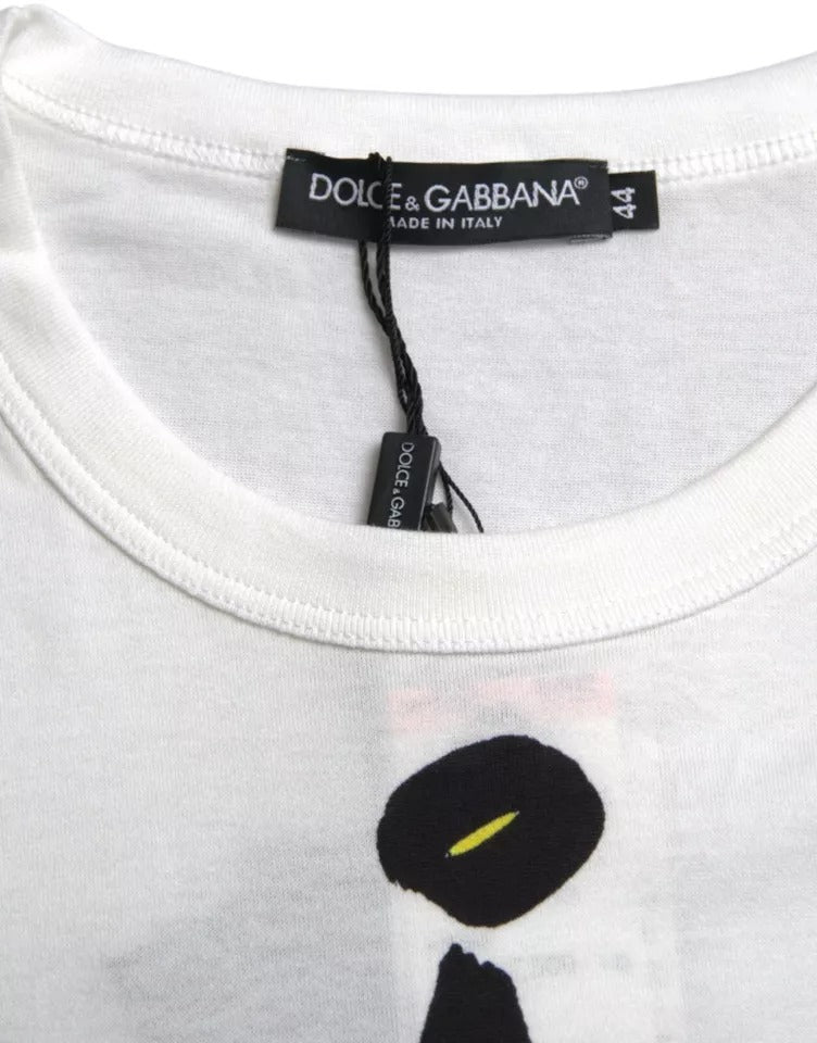 Dolce &amp; Gabbana White Graphic Cotton Short Sleeves Men T-shirt