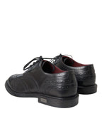 Dolce &amp; Gabbana Black Leather Oxford Wingtip Formal Men Shoes