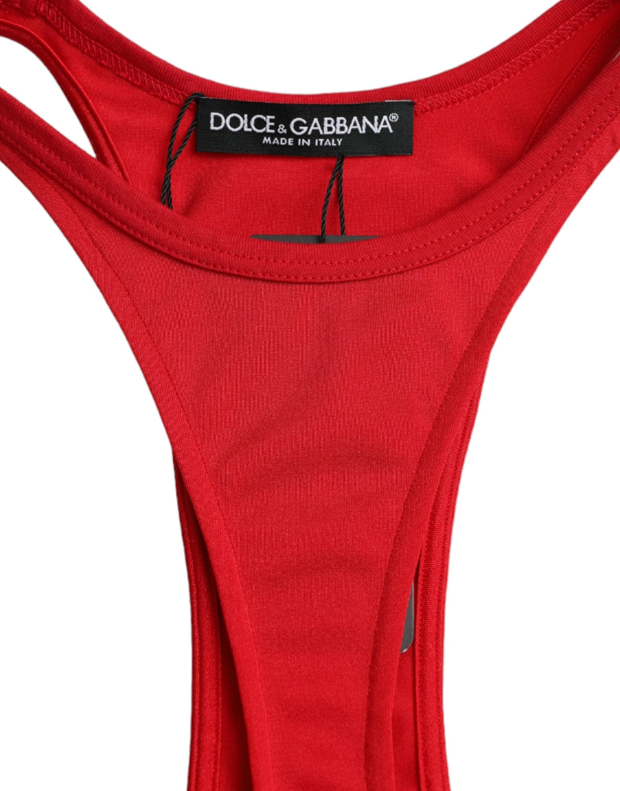 Dolce &amp; Gabbana Red Nylon Stretch Bodycon Sheath Mini Dress