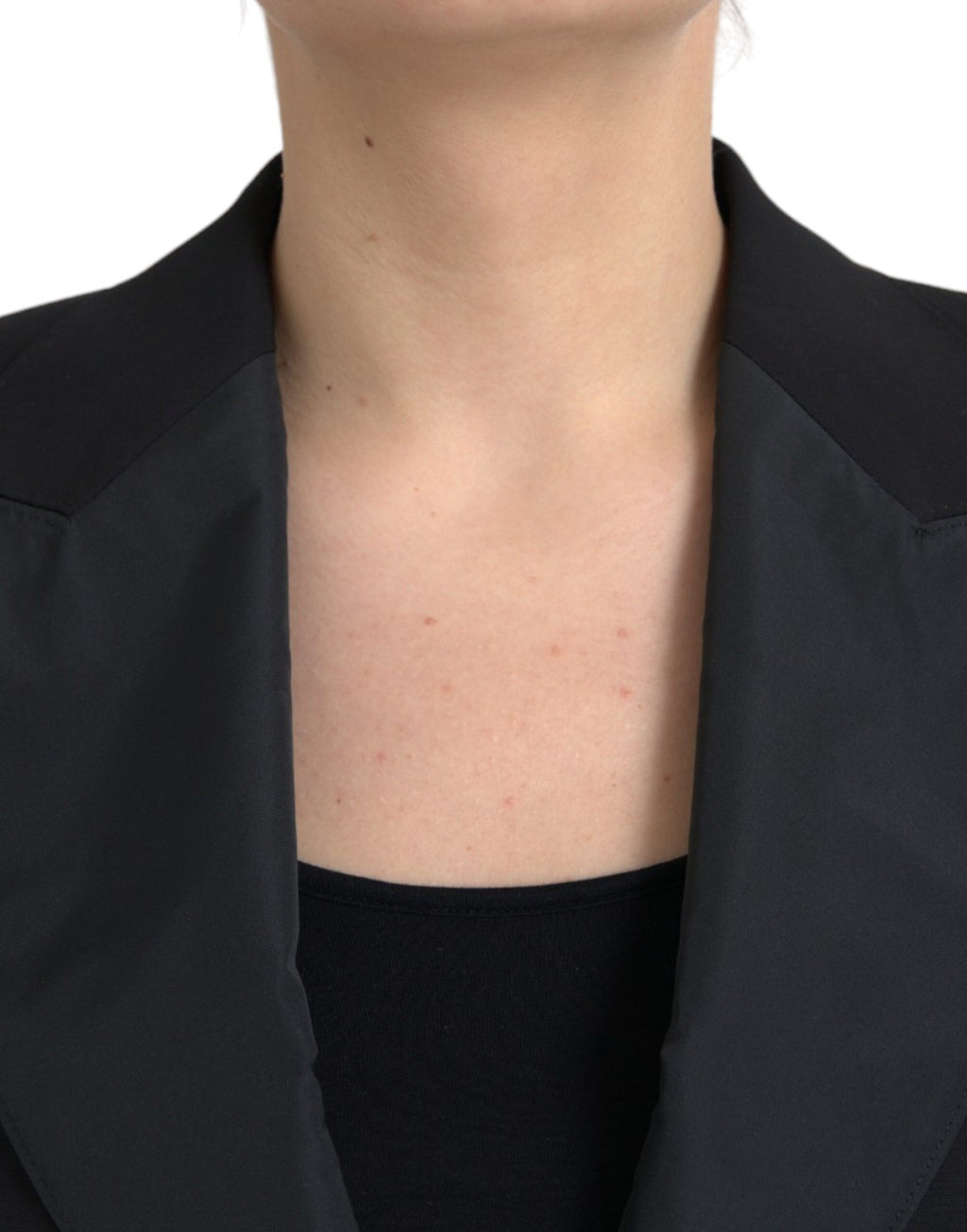Dolce &amp; Gabbana Black Polyester Puffed Sleeves Cropped Jacket