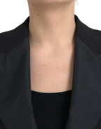 Dolce &amp; Gabbana Black Polyester Puffed Sleeves Cropped Jacket