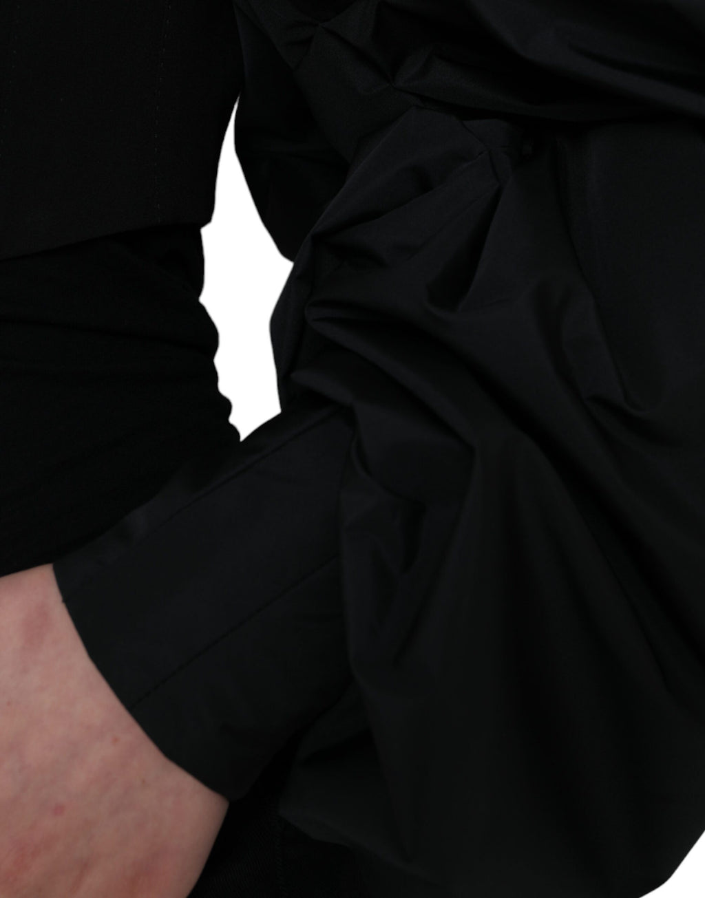 Dolce &amp; Gabbana Black Polyester Puffed Sleeves Cropped Jacket