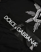 Dolce &amp; Gabbana Black Sacred Heart Print Cotton Lace T-shirt