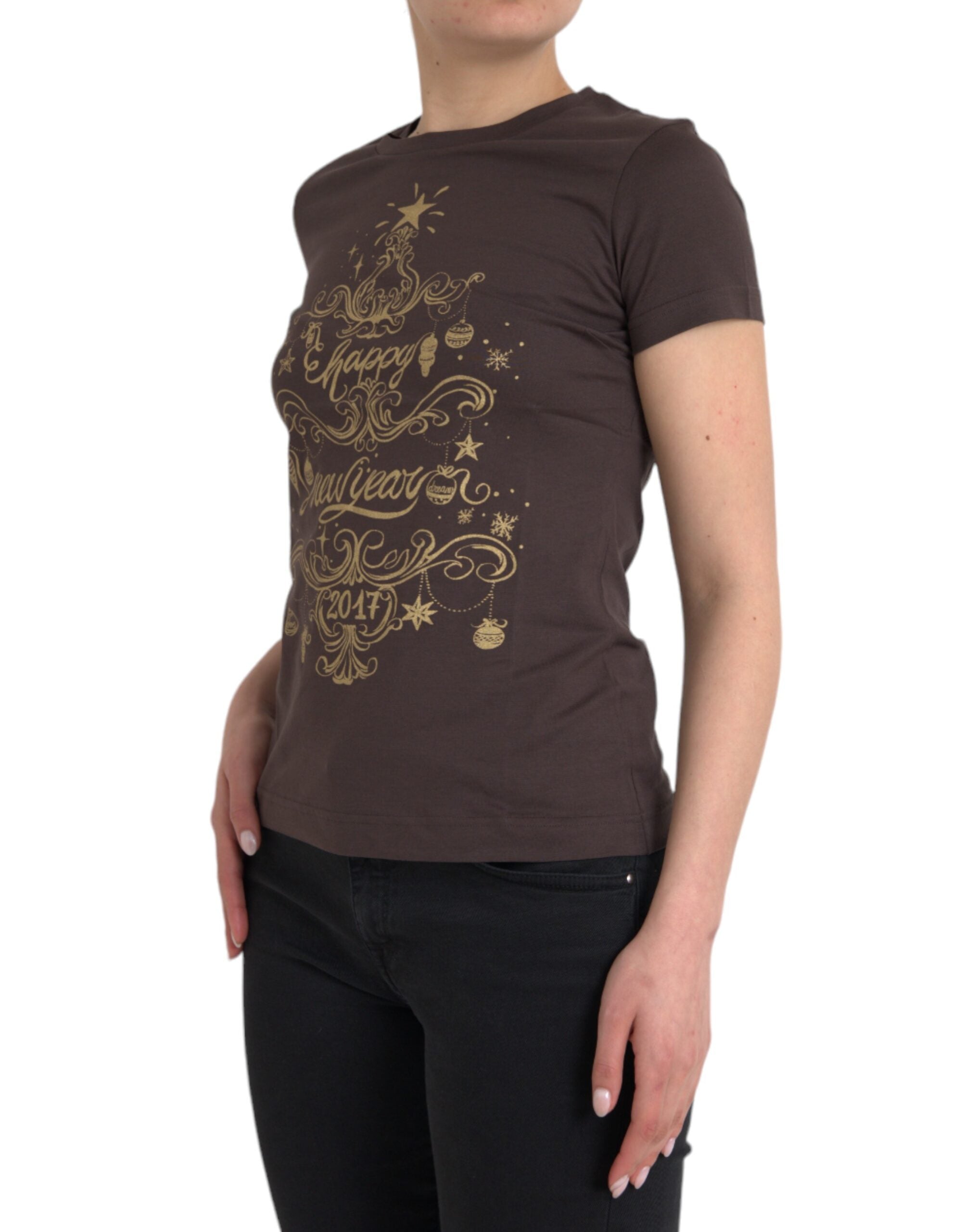 Dolce &amp; Gabbana Brown Crewneck 2017 Motive Print T-shirt