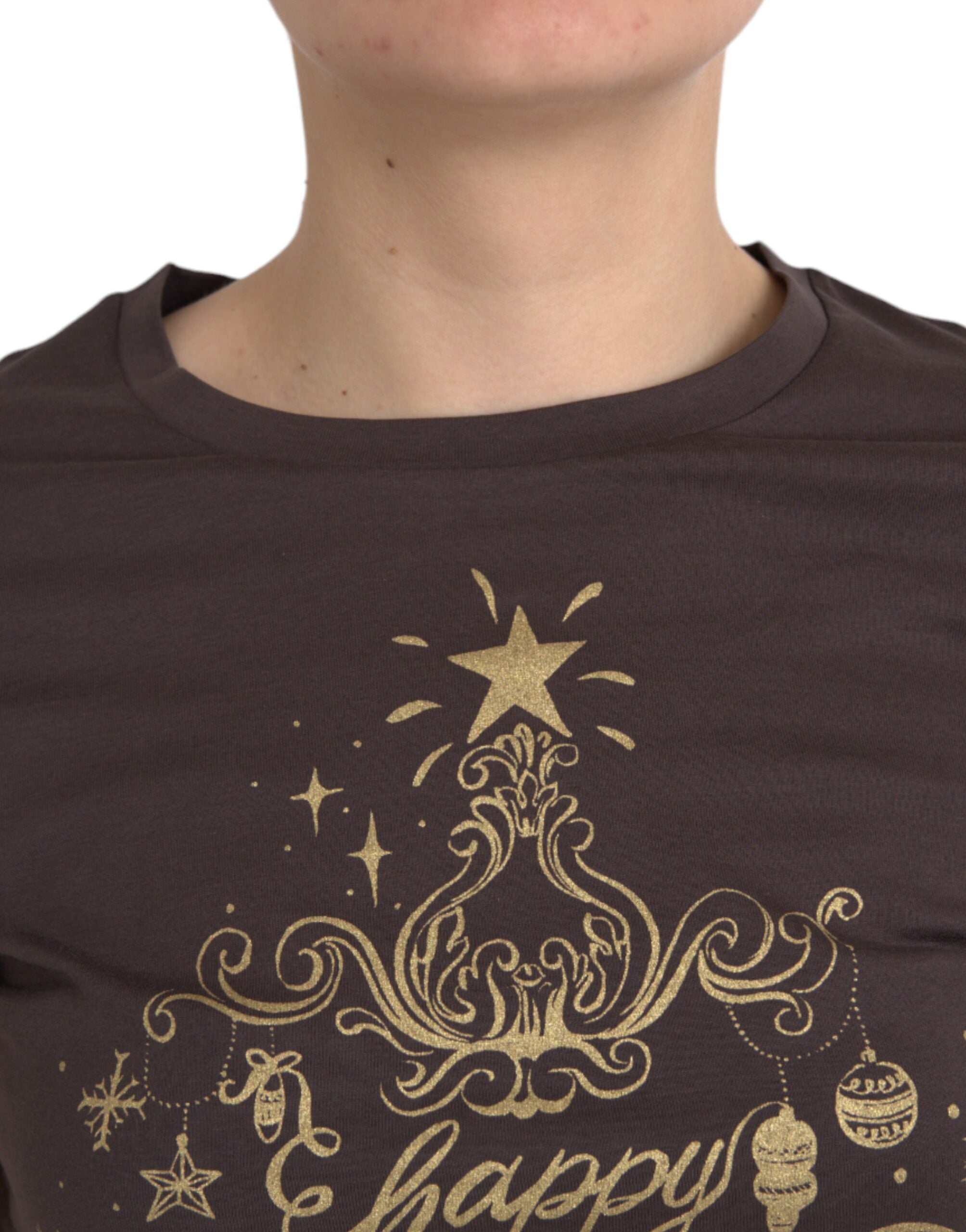 Dolce &amp; Gabbana Brown Crewneck 2017 Motive Print T-shirt