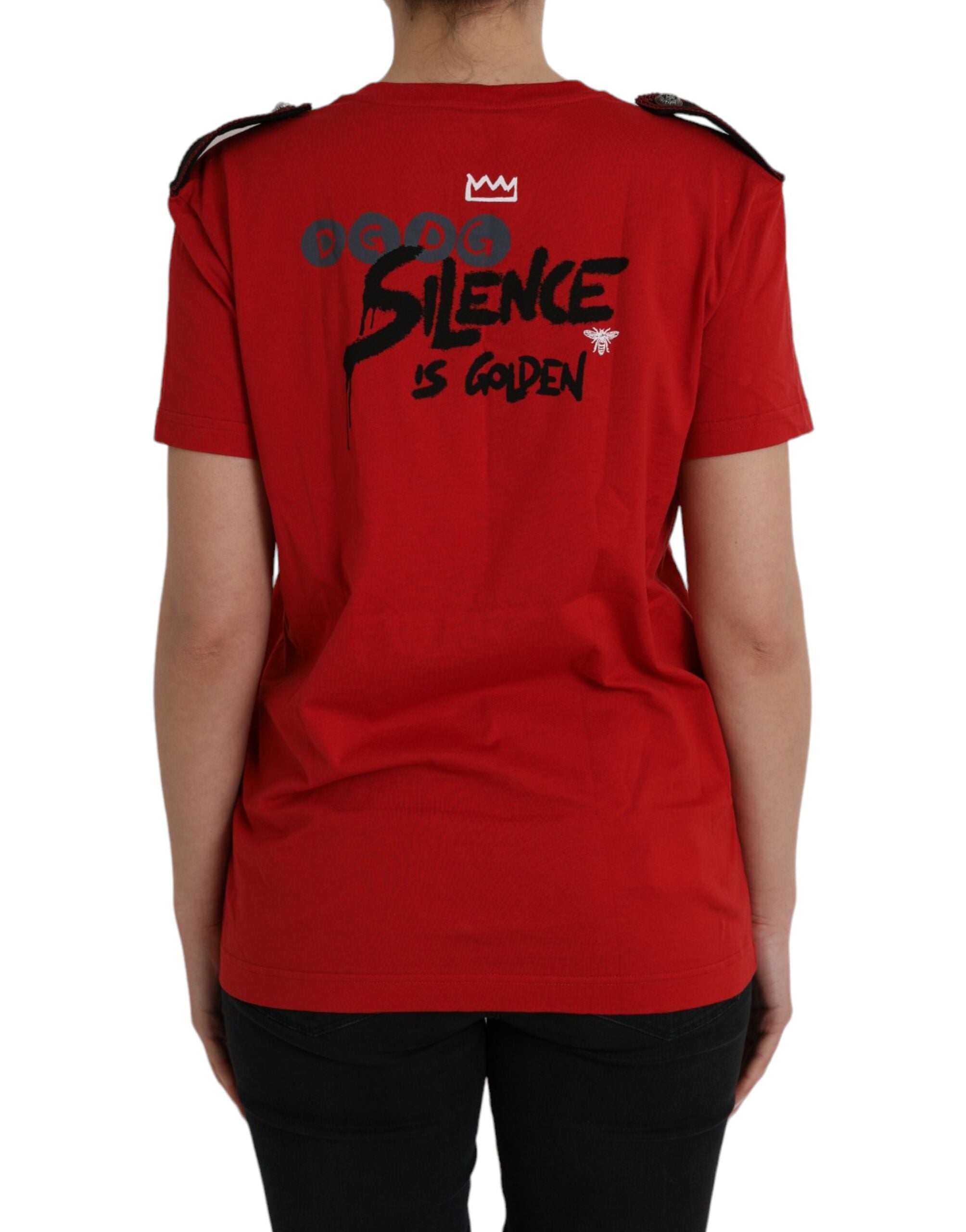 Dolce &amp; Gabbana Red Cotton Graphic Print Crew Neck T-shirt