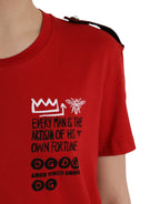 Dolce &amp; Gabbana Red Cotton Graphic Print Crew Neck T-shirt