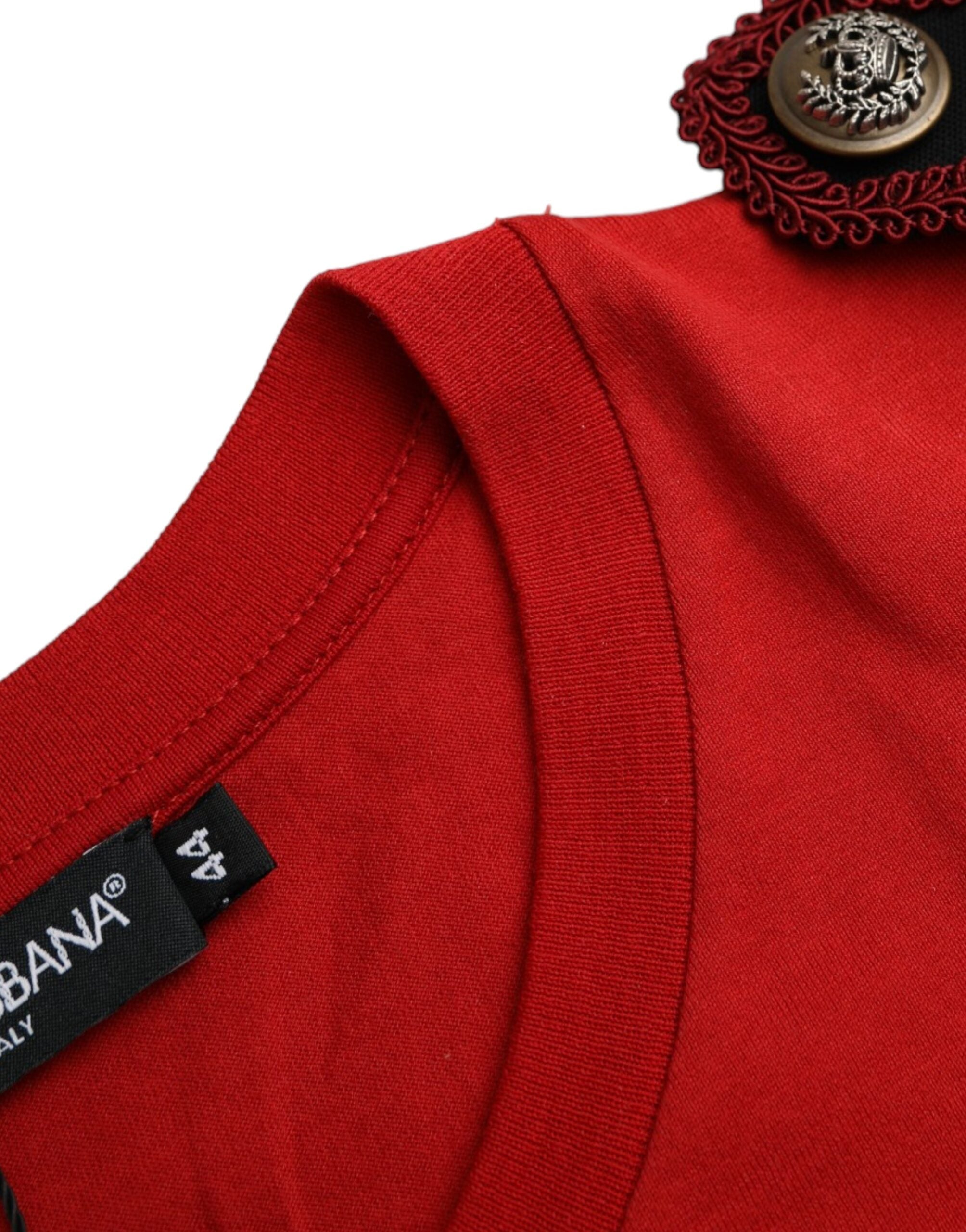 Dolce &amp; Gabbana Red Cotton Graphic Print Crew Neck T-shirt