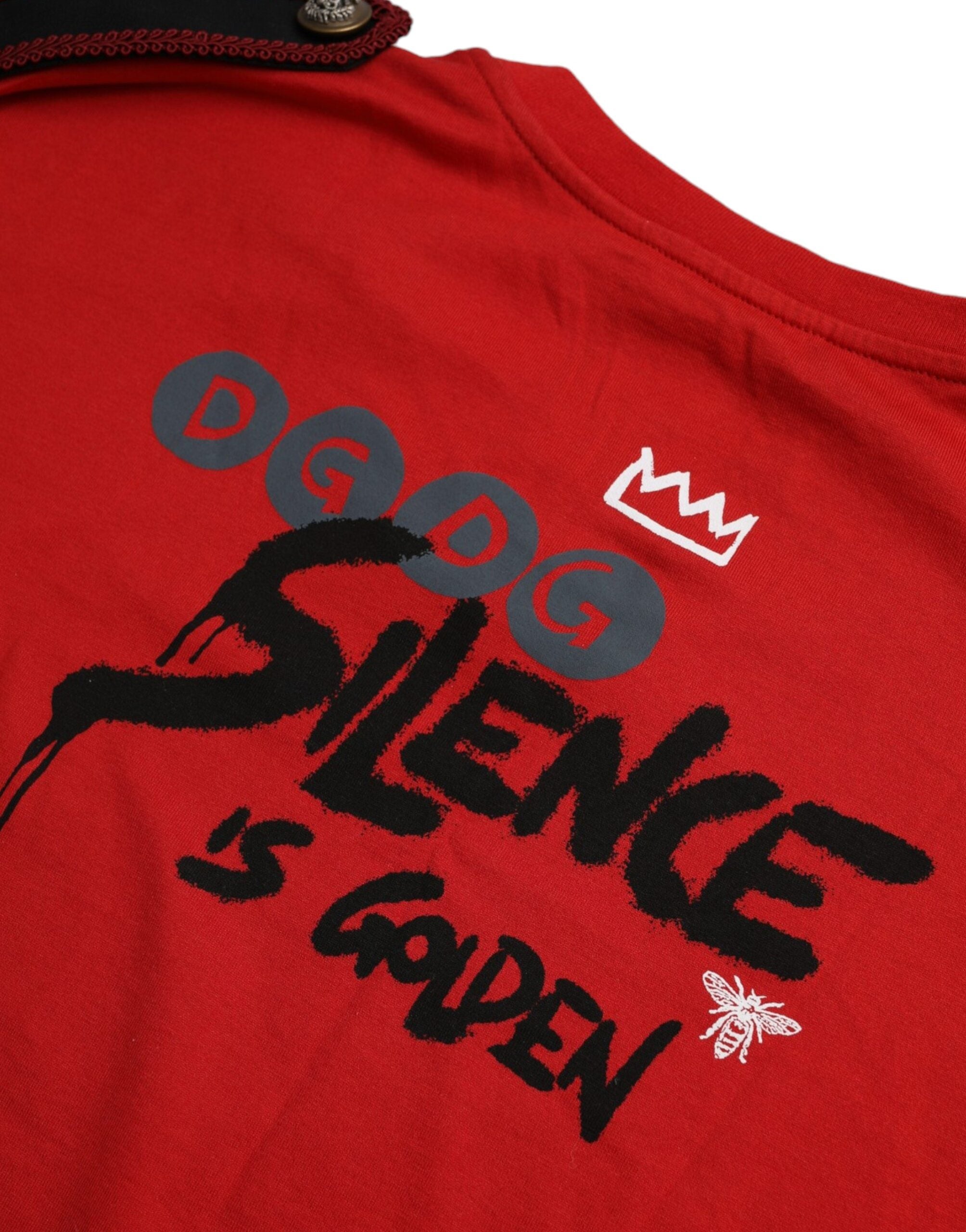Dolce &amp; Gabbana Red Cotton Graphic Print Crew Neck T-shirt