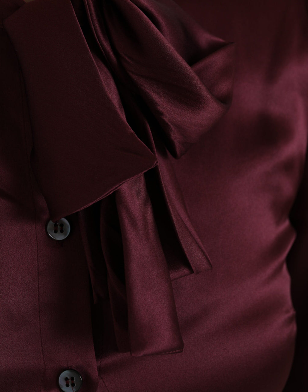 Dolce &amp; Gabbana Maroon Ascot Collar Long Sleeve Top Blouse